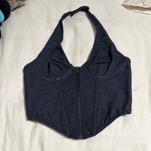 Urban denim halter corset